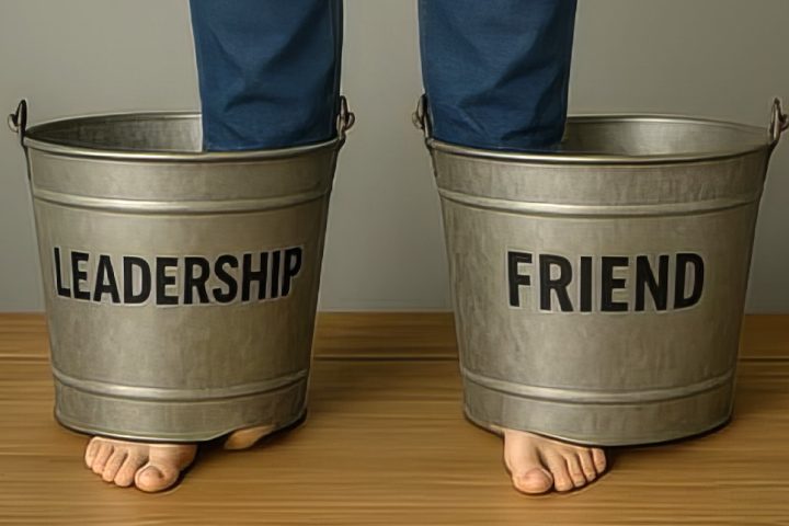 person standing in two buckets